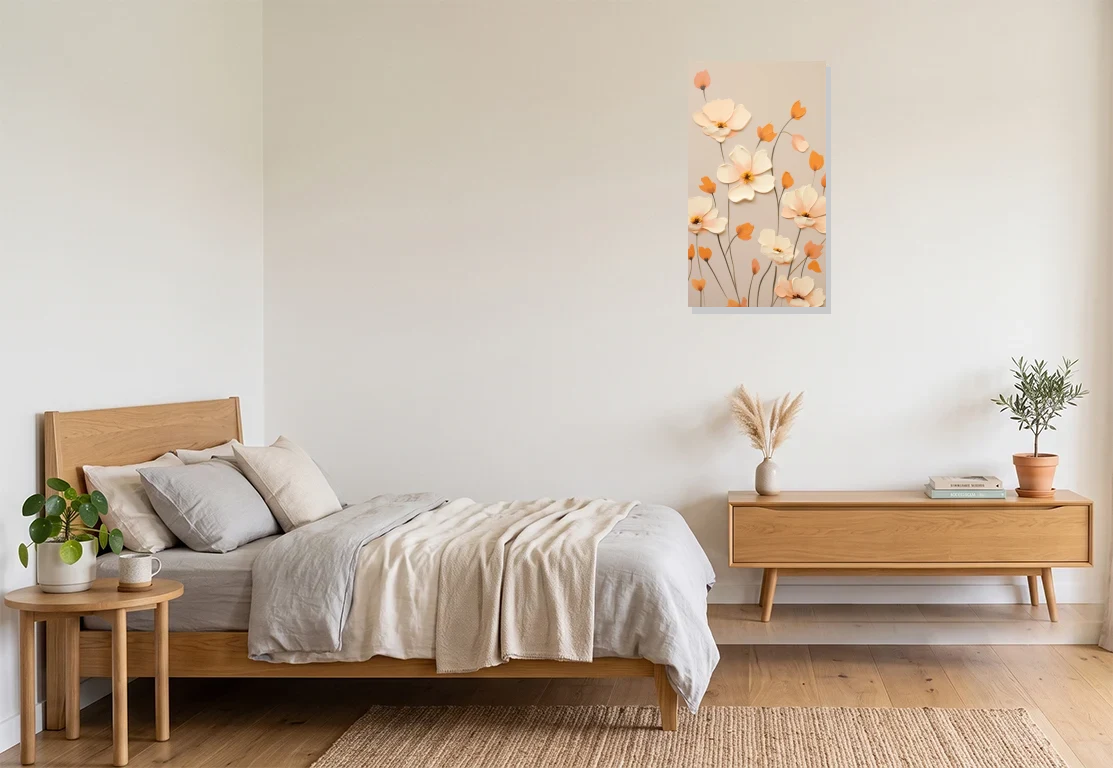 Bedroom mockup with artwork