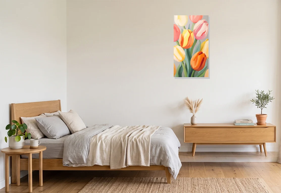Bedroom mockup with artwork