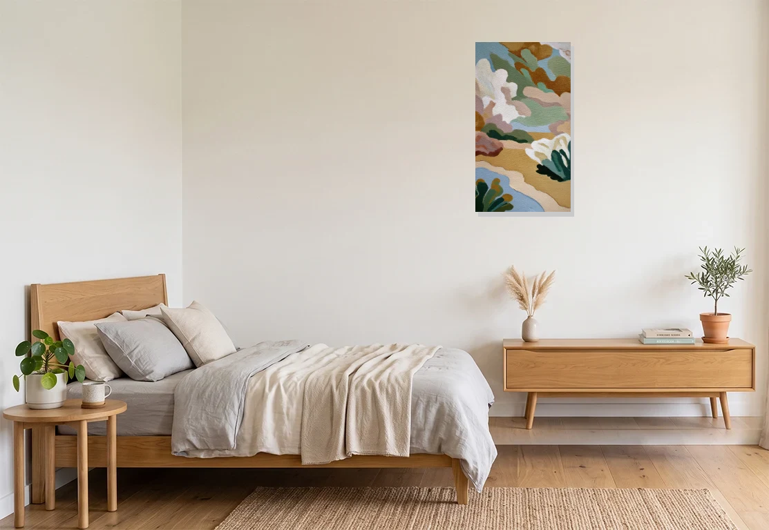 Bedroom mockup with artwork