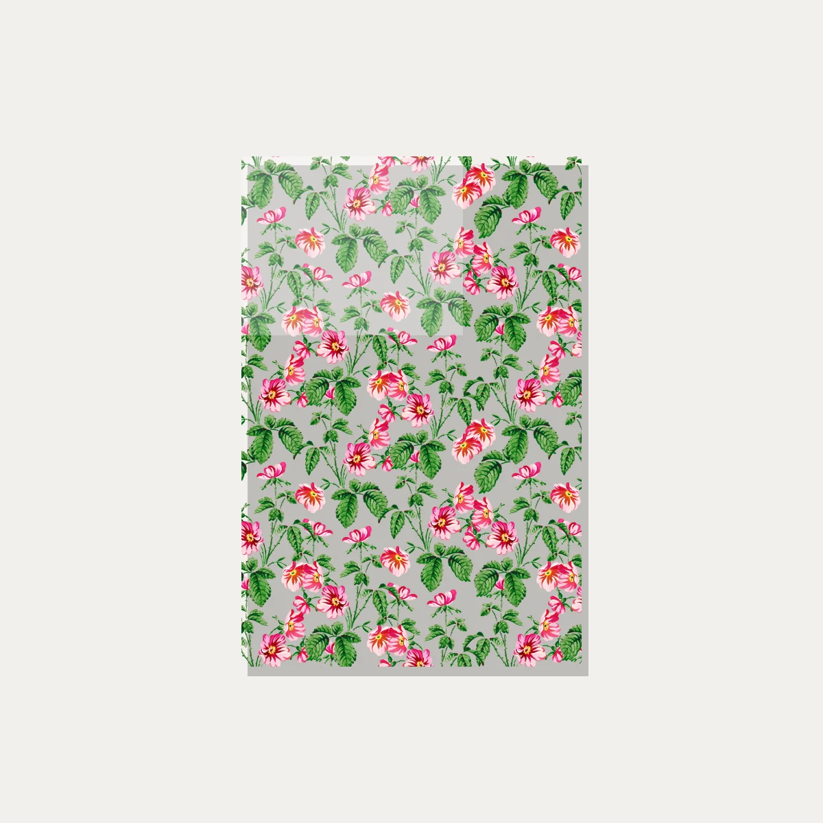 Vintage botanical pattern illustration of vibrant pink roses with green leaves on a rich black background. — acrylic preview | PrintPosters.in