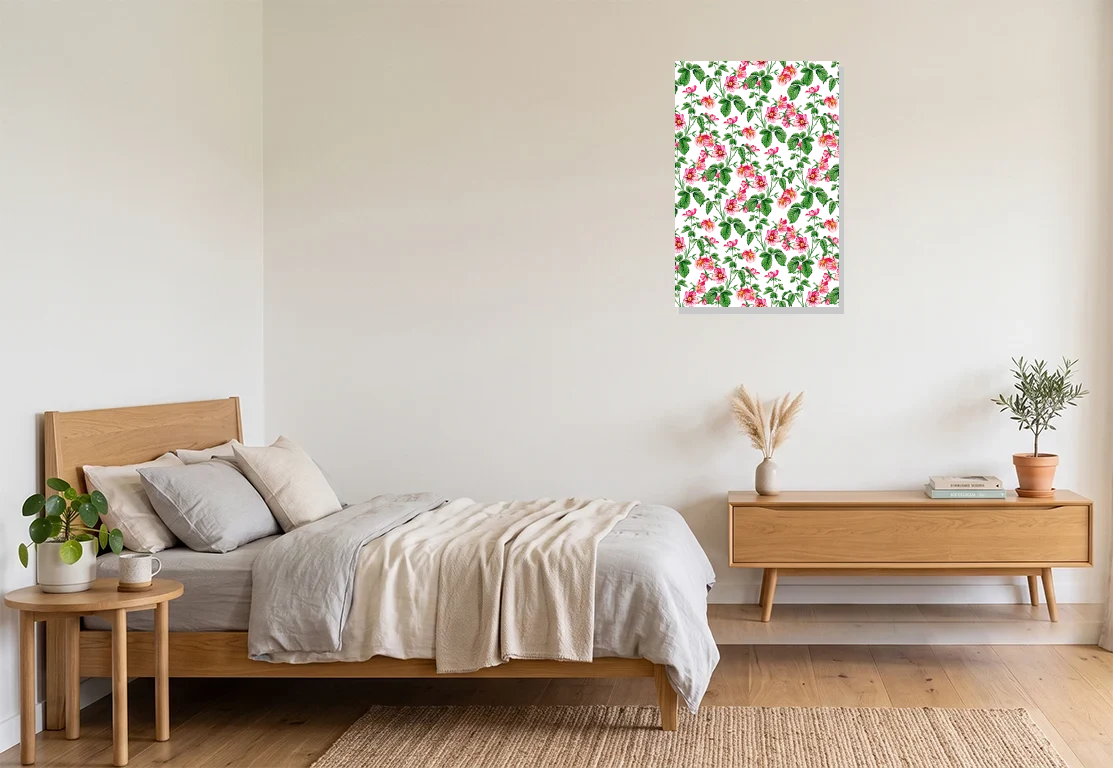 Bedroom mockup with artwork