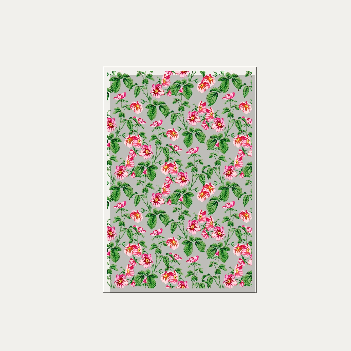 Vintage botanical pattern illustration of vibrant pink roses with green leaves on a rich black background. — floater frame preview | PrintPosters.in