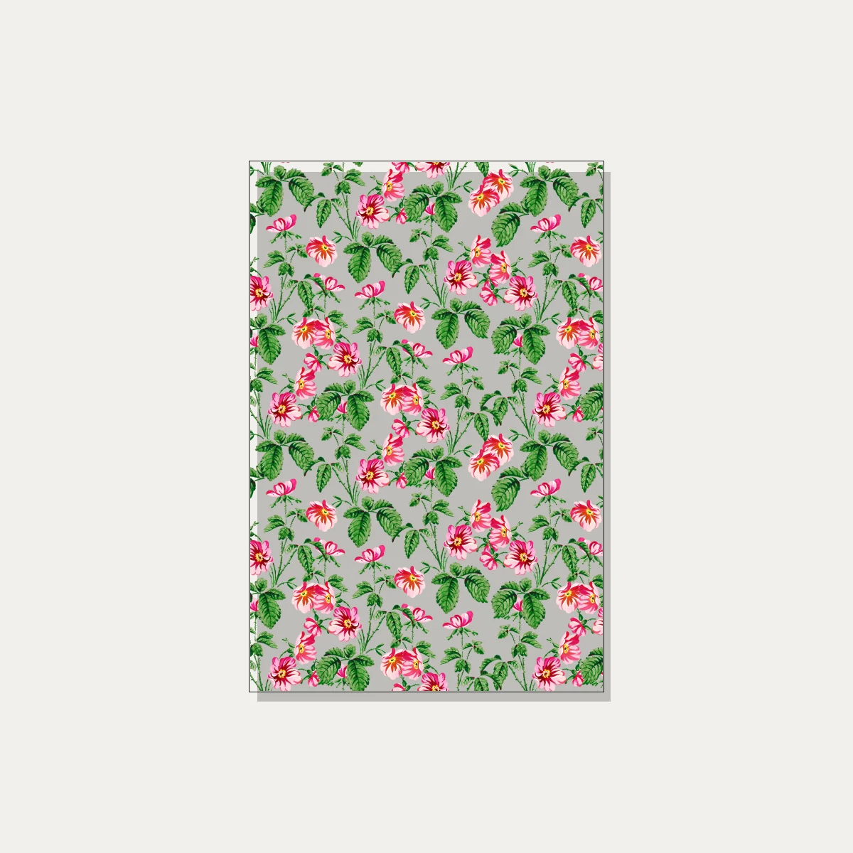 Vintage botanical pattern illustration of vibrant pink roses with green leaves on a rich black background. | PrintPosters.in
