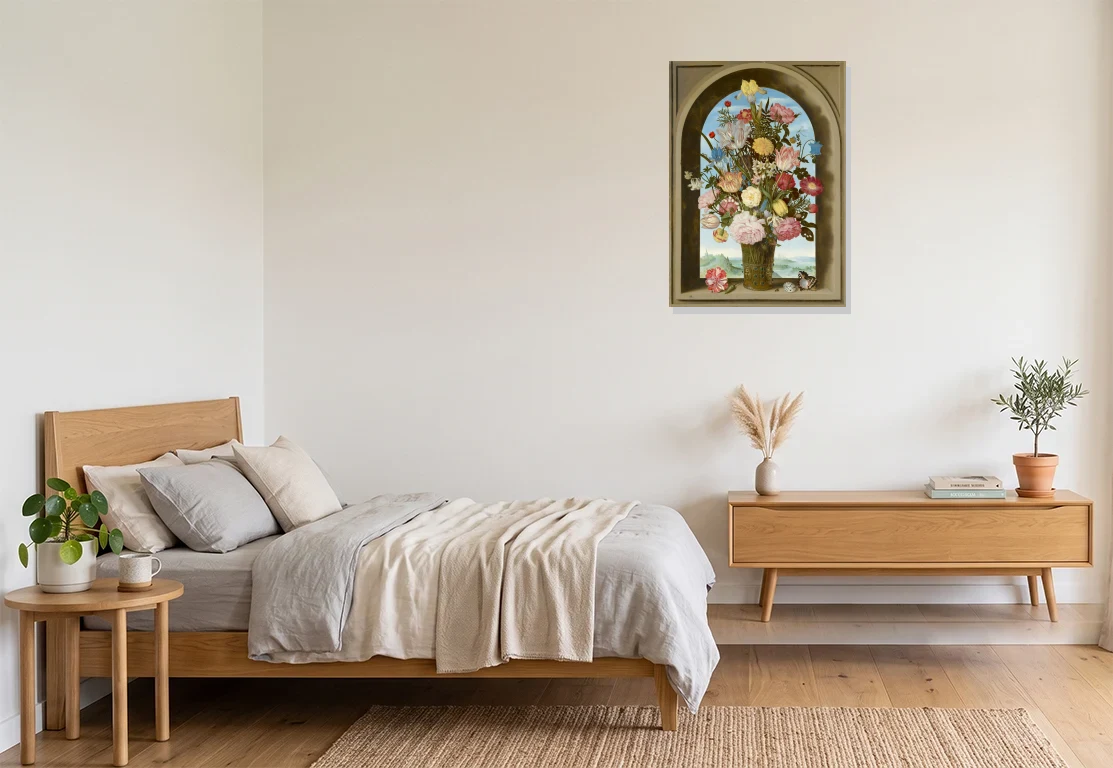 Bedroom mockup with artwork
