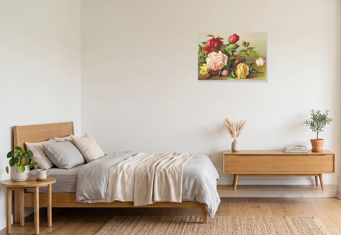 Bedroom mockup with artwork