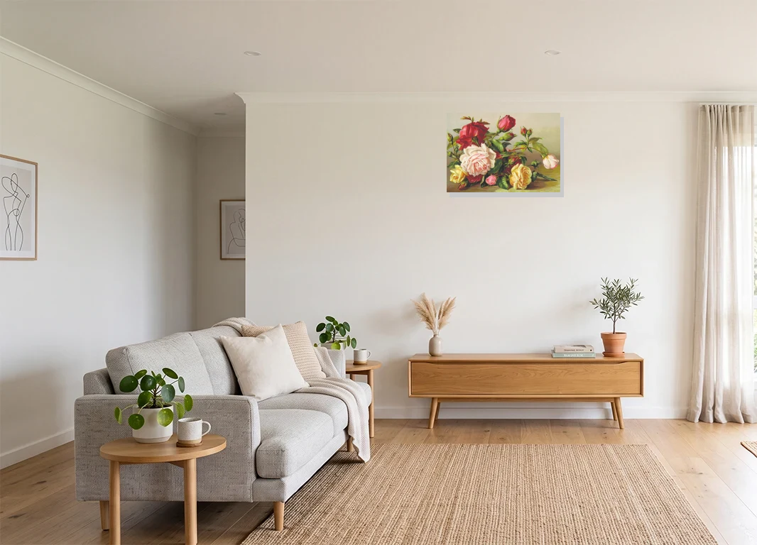 Office mockup with artwork
