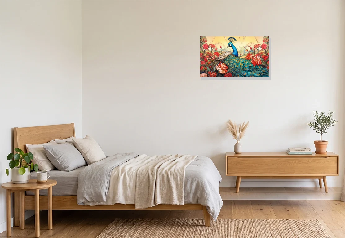 Bedroom mockup with artwork