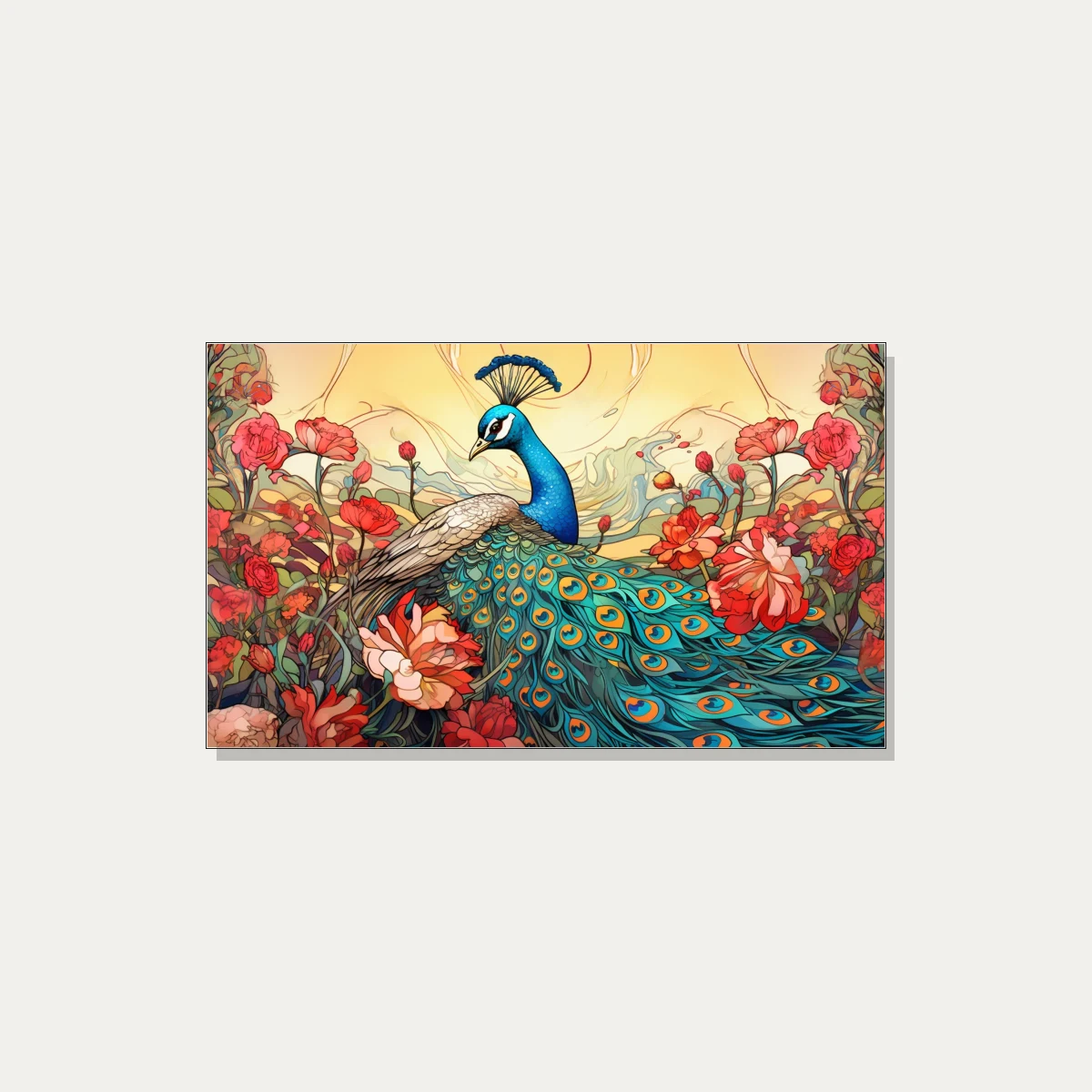 Art Nouveau Peacock and Roses Canvas Print wall art print | PrintPosters.in