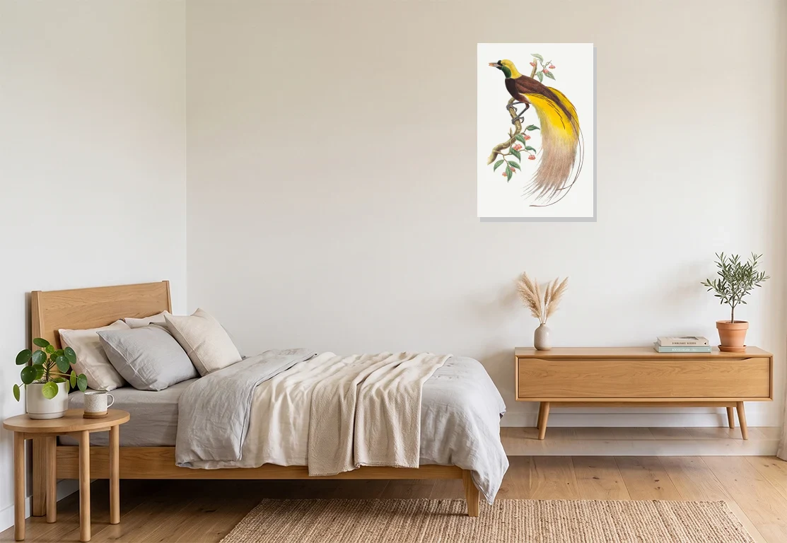 Bedroom mockup with artwork