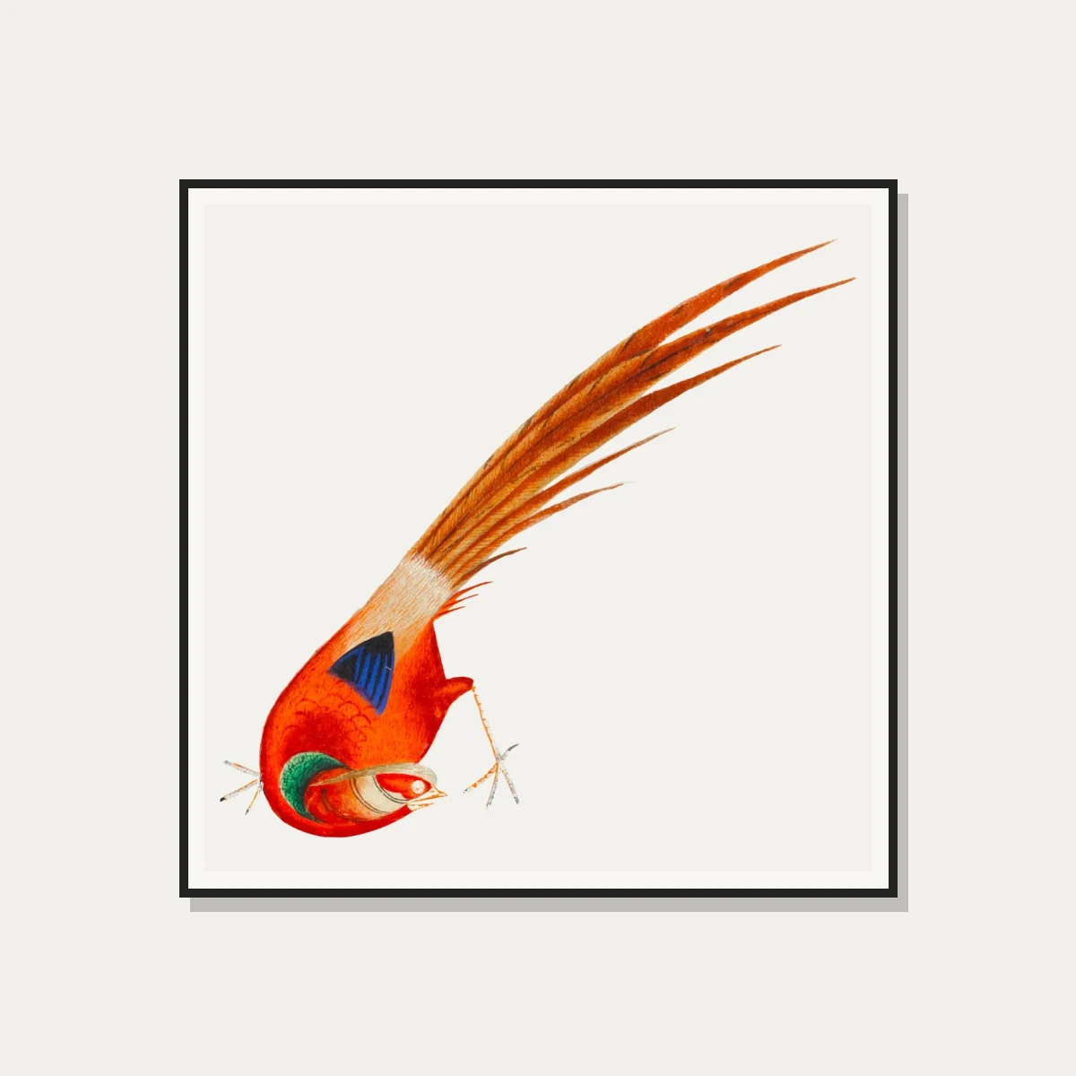 Traditional Asian Red Bird Painting Canvas wall art print — photo frame preview | PrintPosters.in