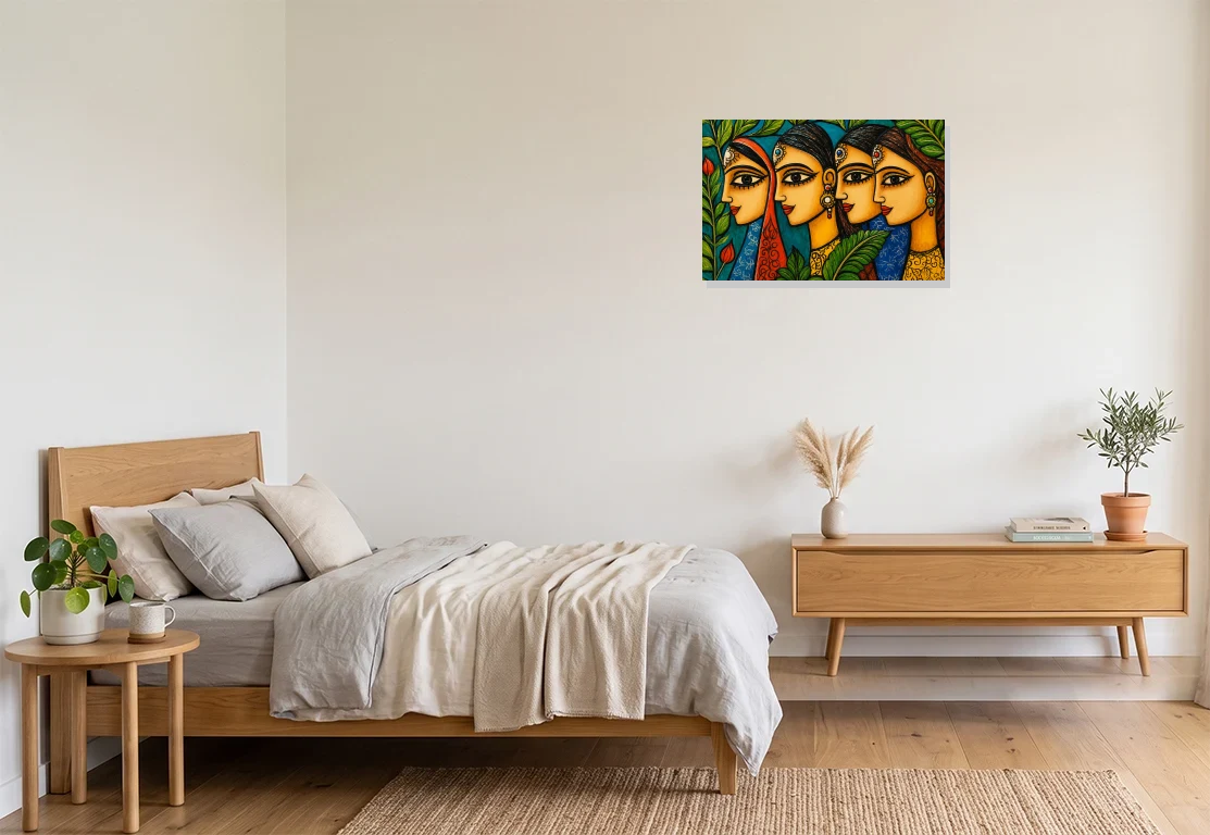 Bedroom mockup with artwork