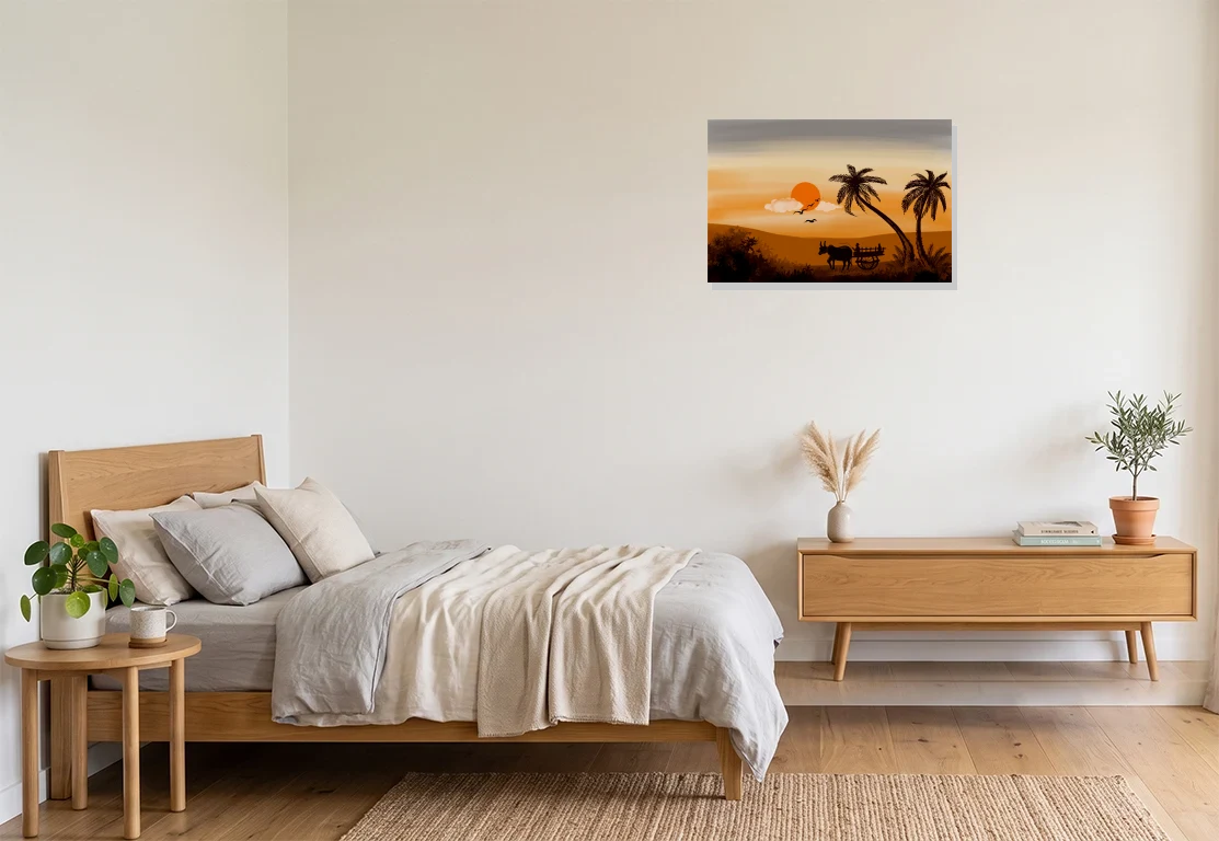 Bedroom mockup with artwork