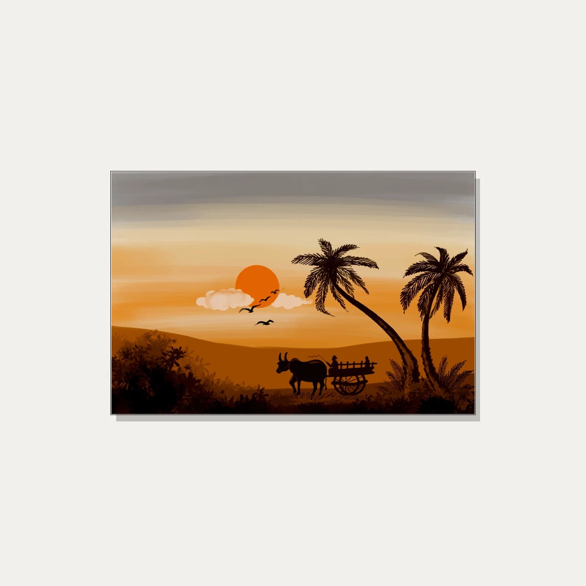 Elegant Palm Tree Sunset Landscape Canvas wall art print | PrintPosters.in