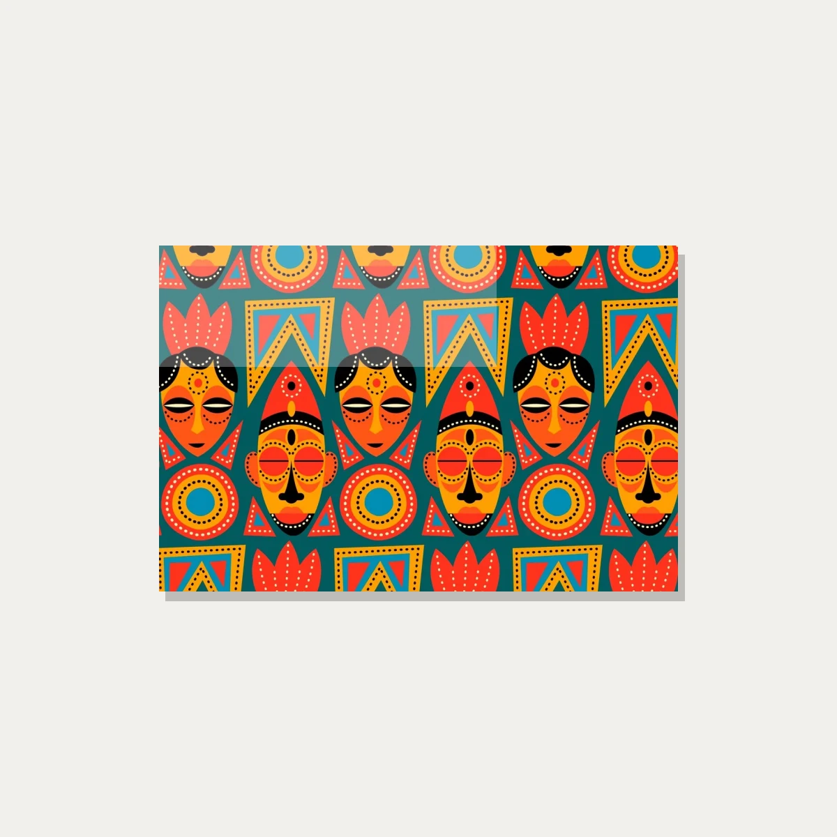Vibrant African Mask Pattern Canvas Print wall art print — acrylic preview | PrintPosters.in