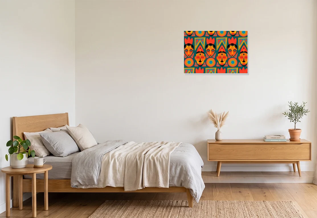Bedroom mockup with artwork