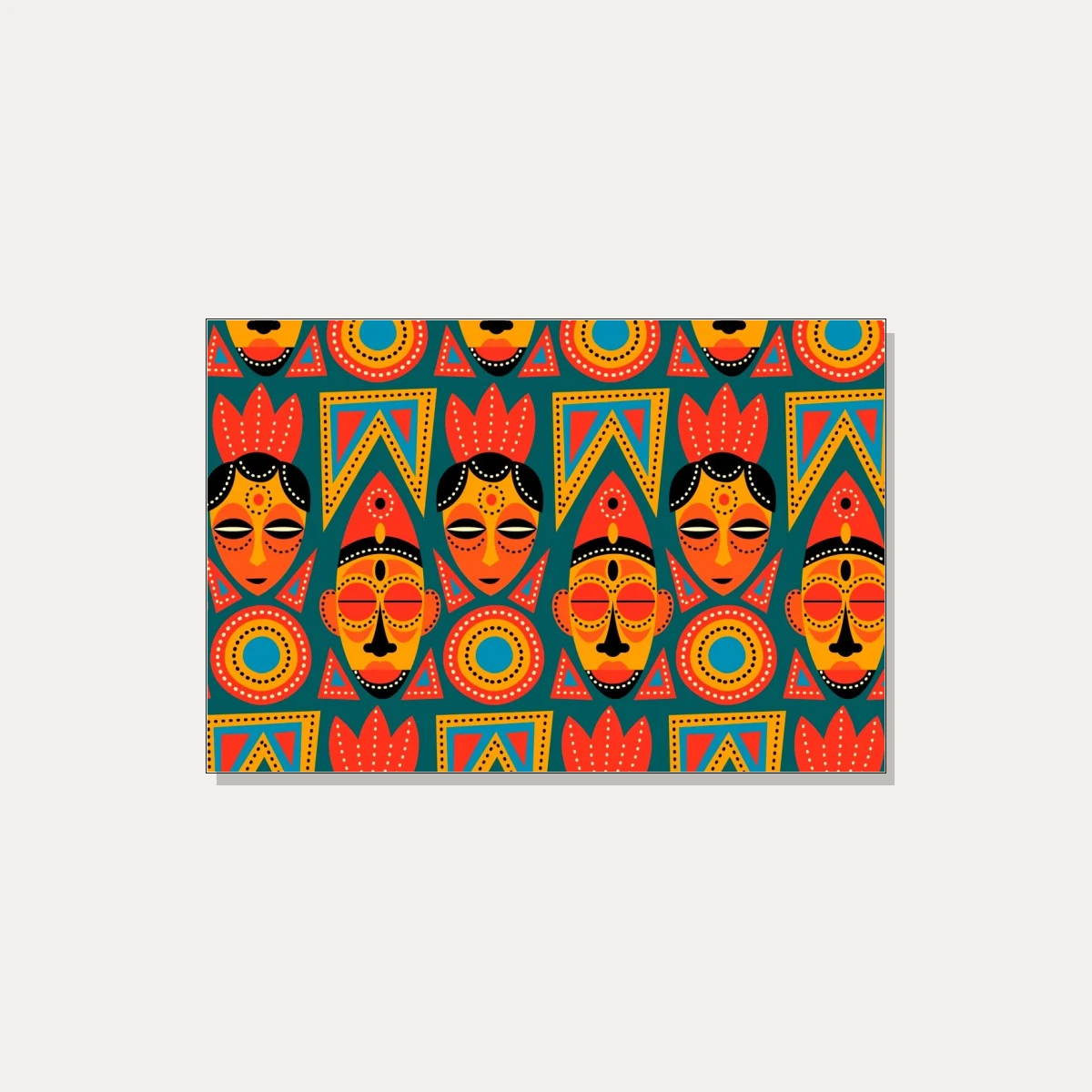 Vibrant African Mask Pattern Canvas Print wall art print | PrintPosters.in