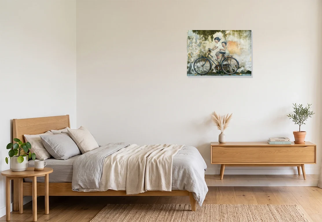 Bedroom mockup with artwork