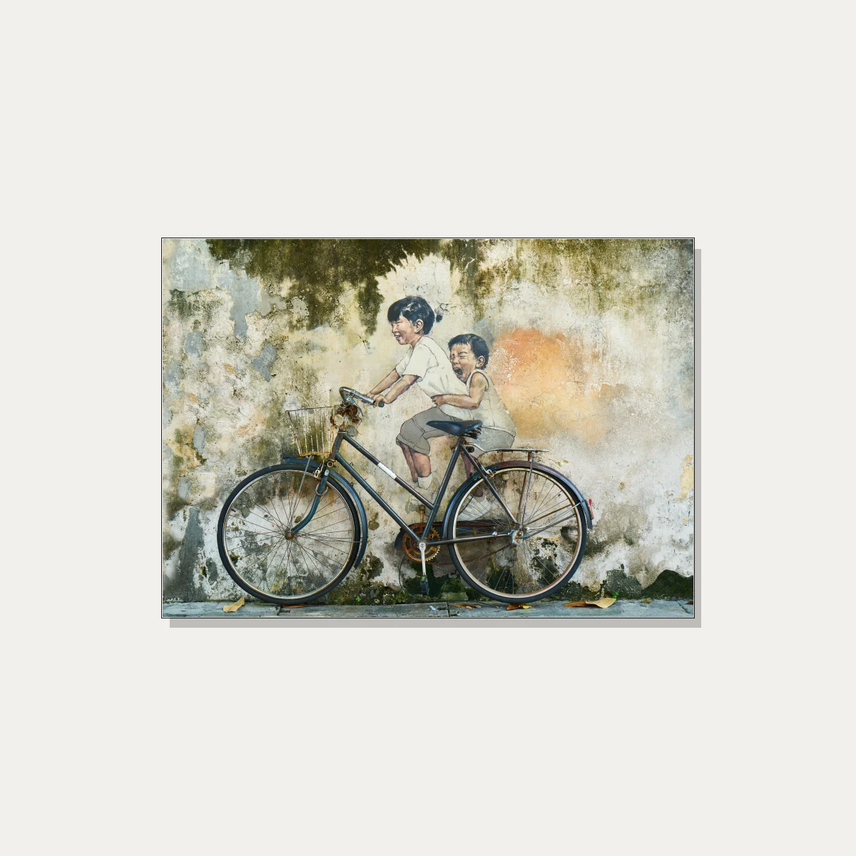 Children on Bicycle Street Art Canvas Print wall art print | PrintPosters.in