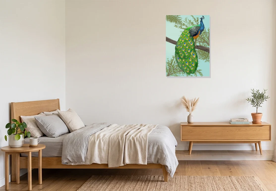 Bedroom mockup with artwork