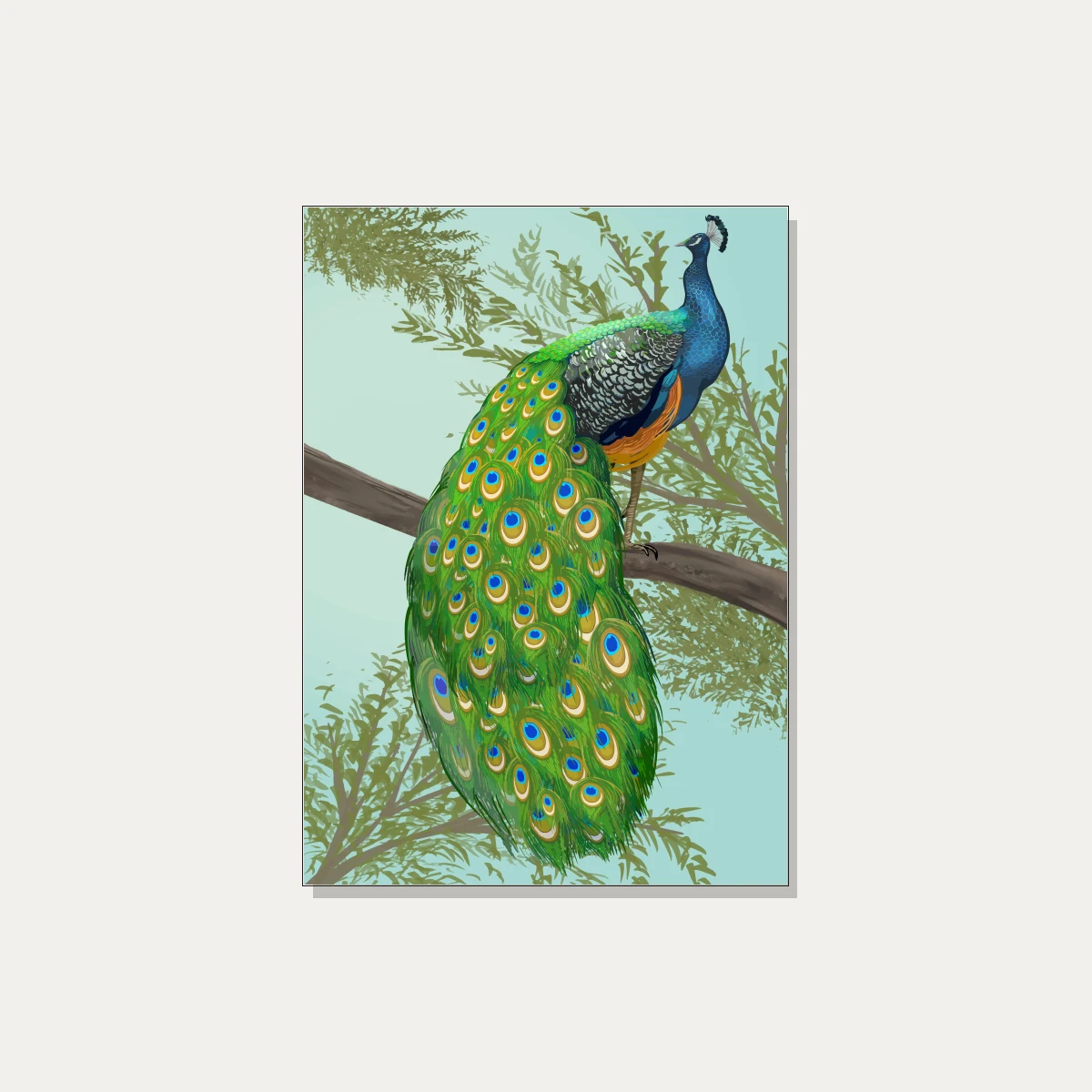 Elegant Hand-Drawn Peacock Canvas Print wall art print | PrintPosters.in