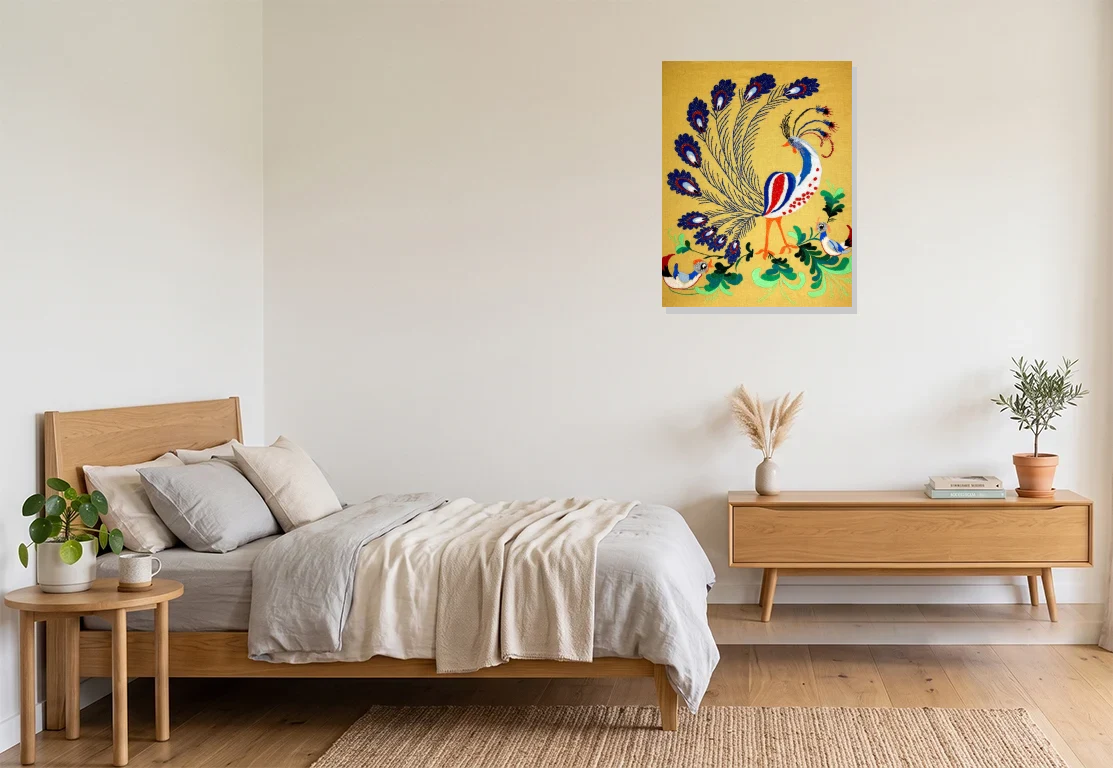 Bedroom mockup with artwork