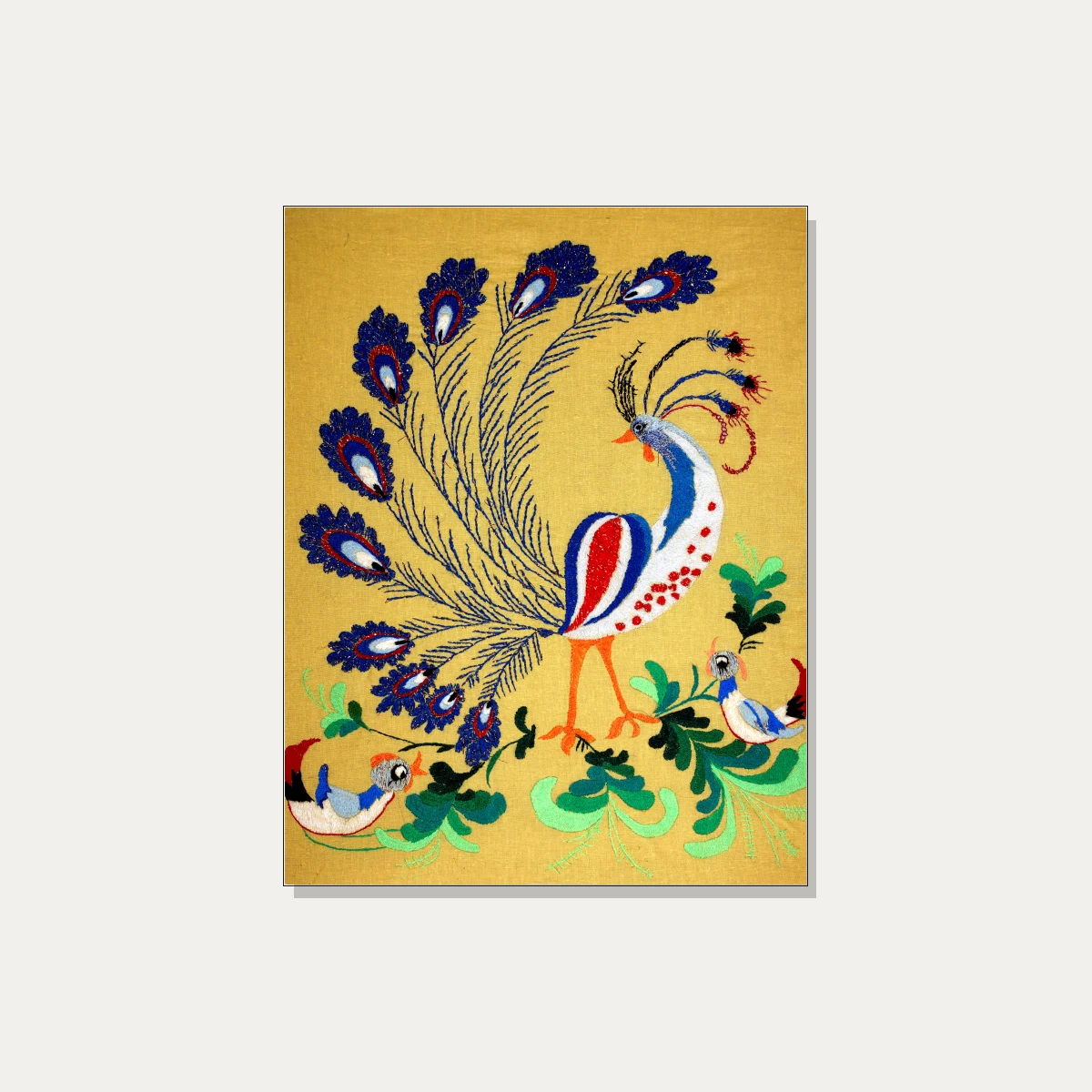 Folk Art Peacock Embroidery Canvas Print wall art print | PrintPosters.in