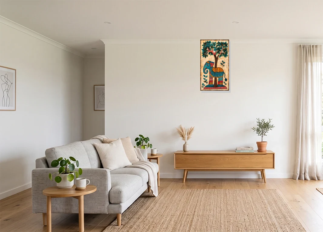 Office mockup with artwork