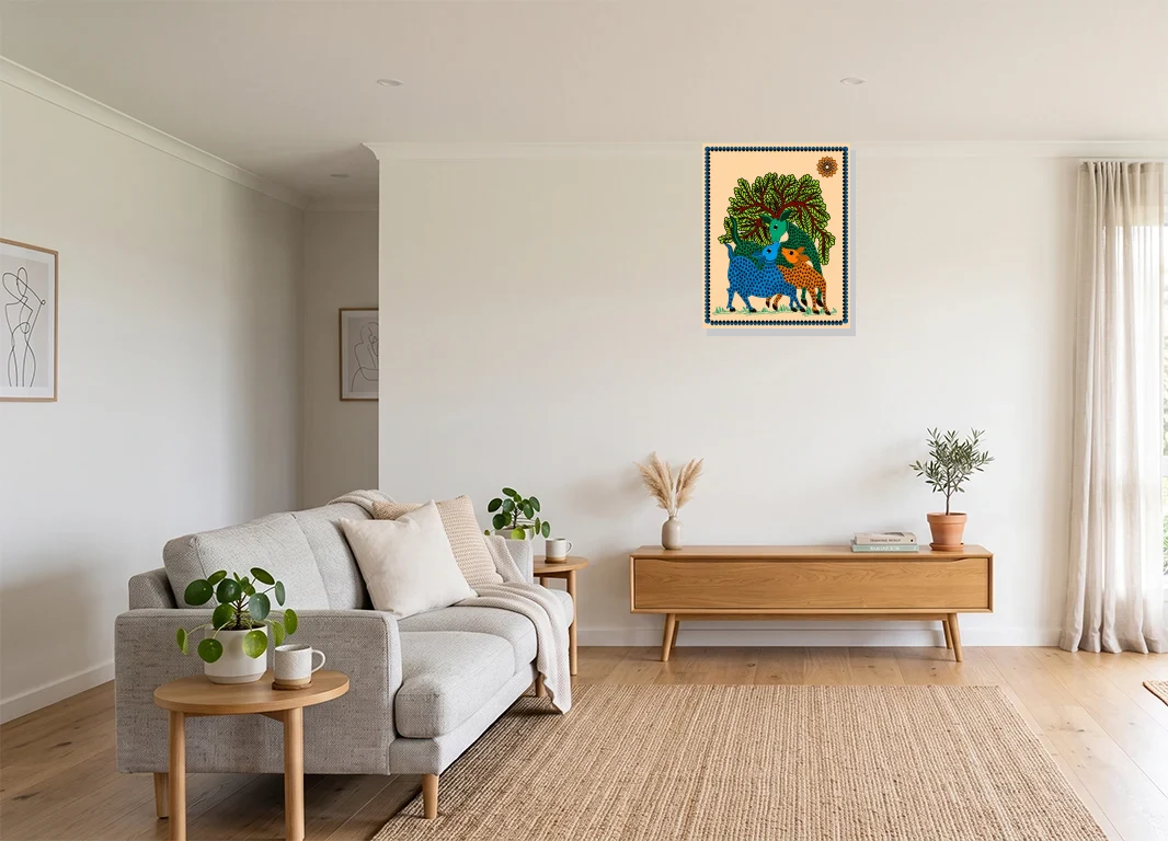Office mockup with artwork