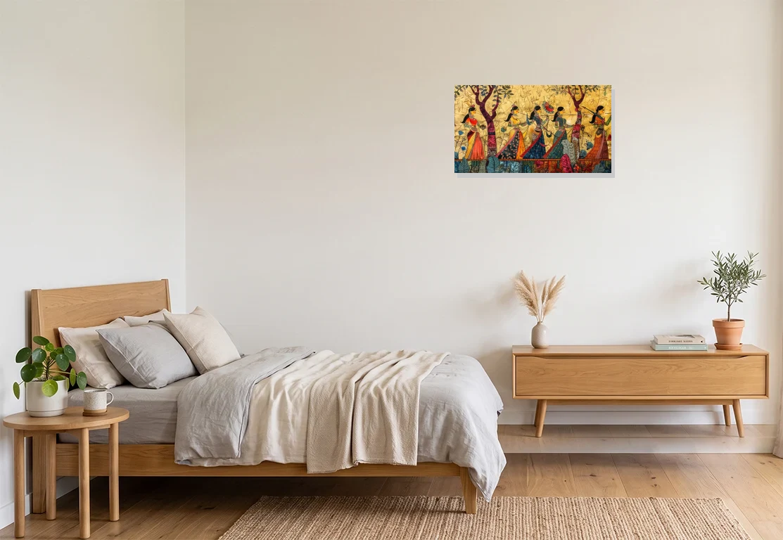 Bedroom mockup with artwork