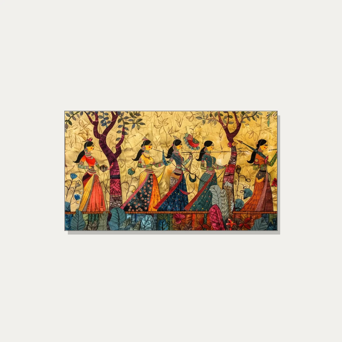 Traditional Indian Women Procession Canvas wall art print | PrintPosters.in
