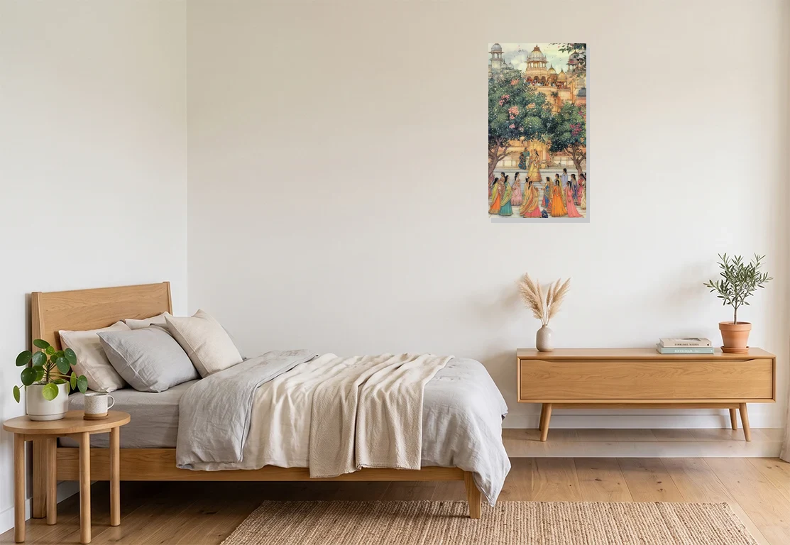 Bedroom mockup with artwork