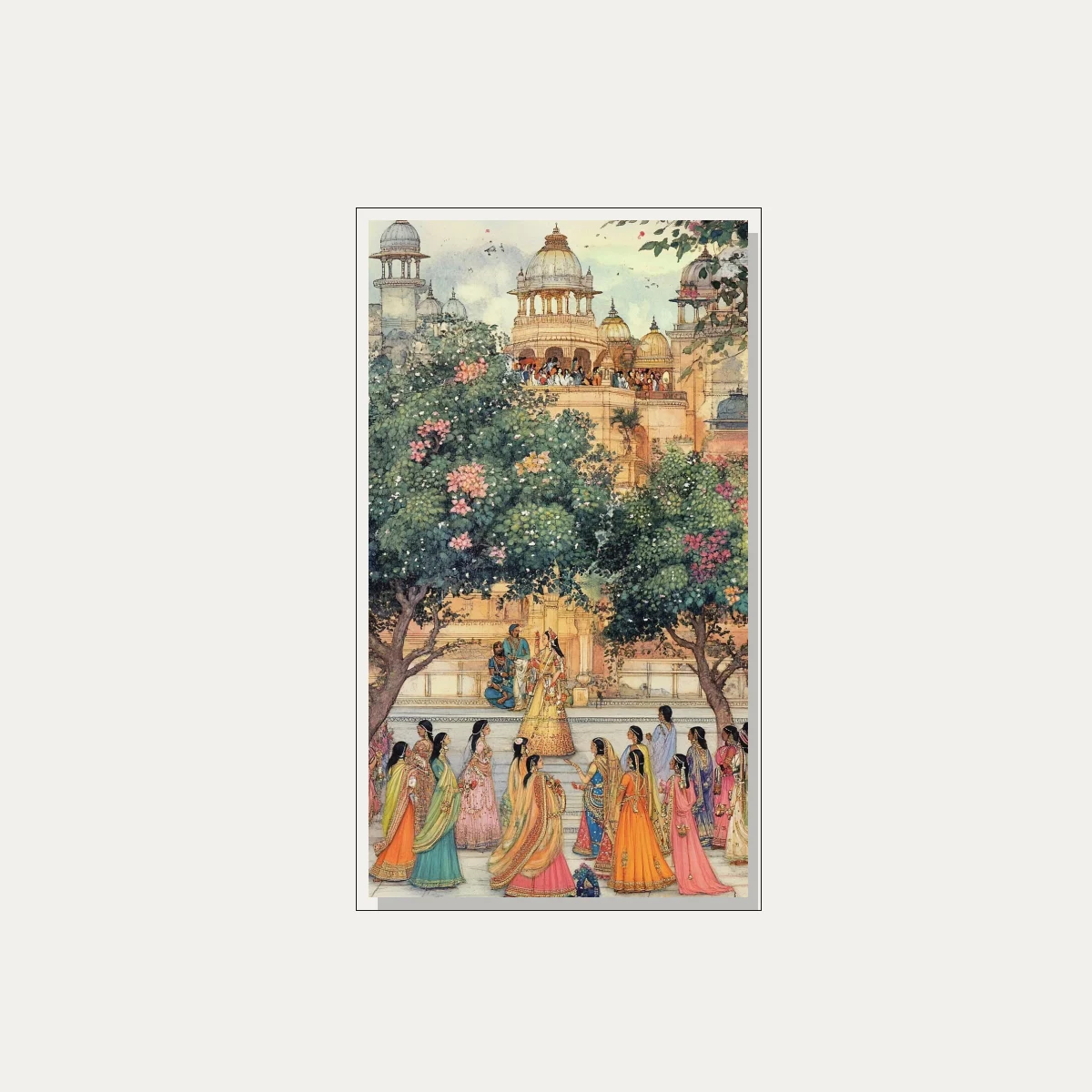 Royal Indian Palace Maidens Canvas Print wall art print — floater frame preview | PrintPosters.in
