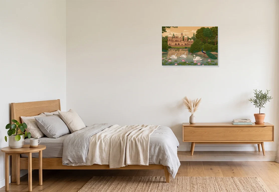 Bedroom mockup with artwork