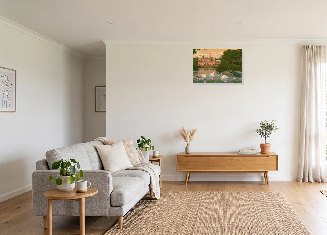 Office mockup with artwork