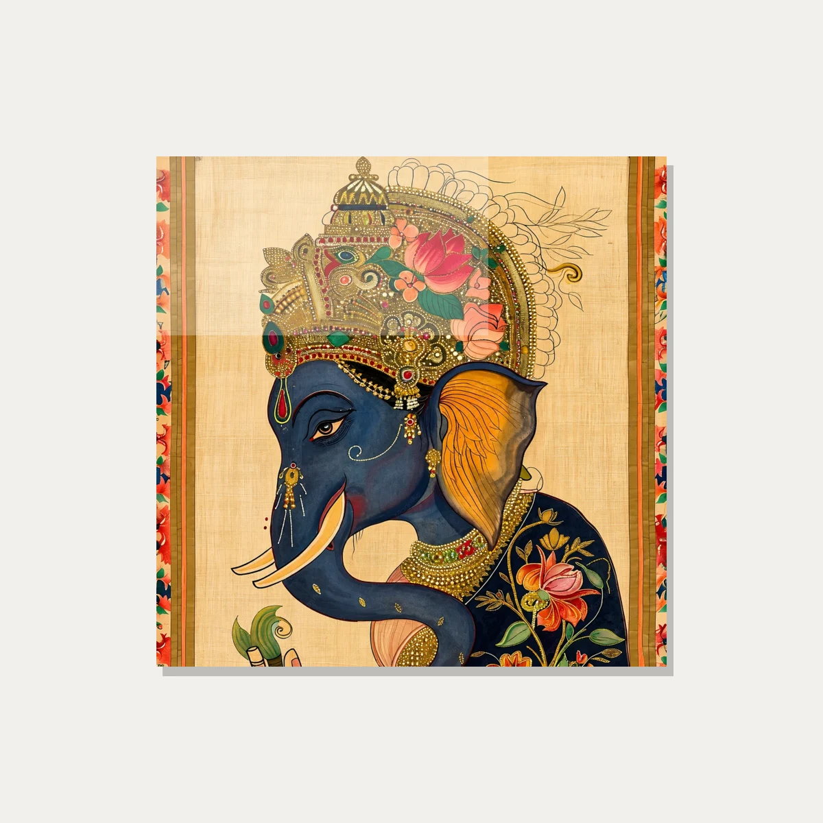 Crowned Blue Elephant Profile Canvas Print wall art print — acrylic preview | PrintPosters.in