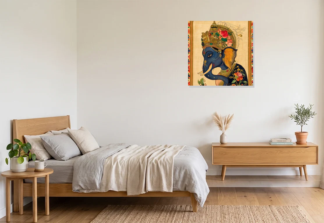 Bedroom mockup with artwork