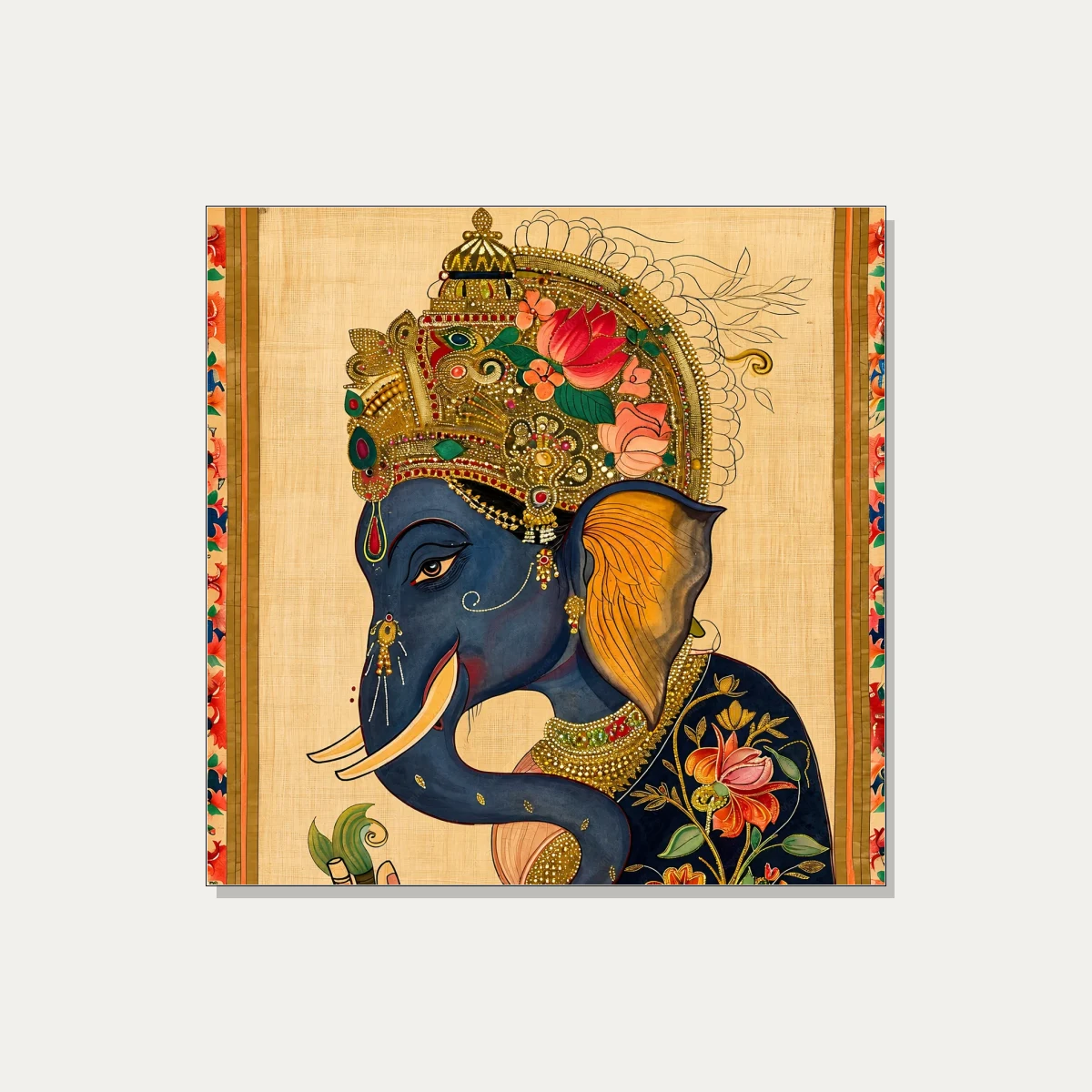 Crowned Blue Elephant Profile Canvas Print wall art print | PrintPosters.in