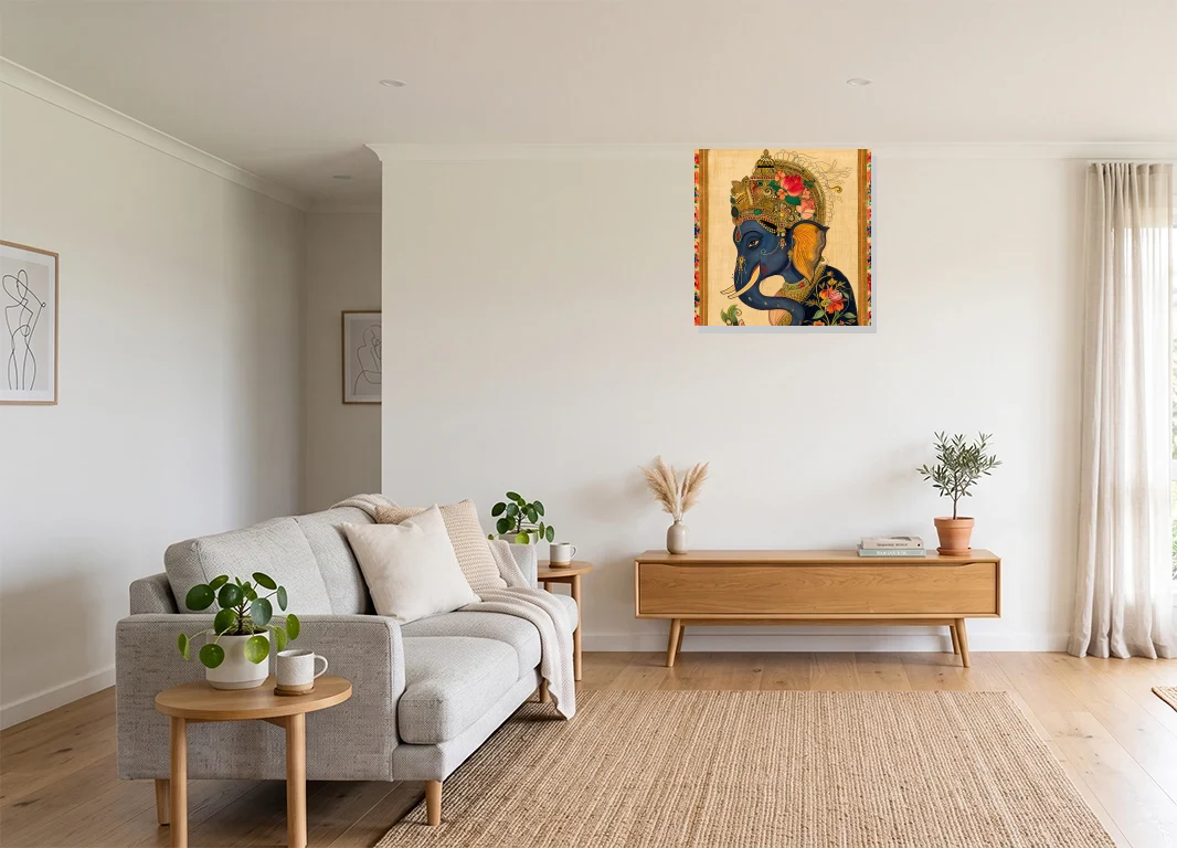 Office mockup with artwork