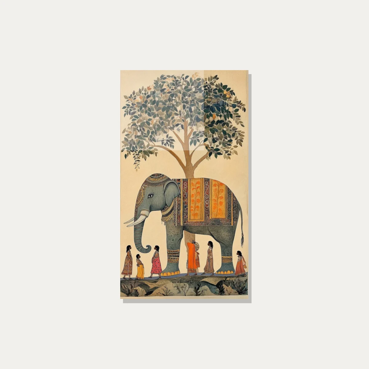 Traditional Indian Elephant Procession Canvas wall art print — acrylic preview | PrintPosters.in