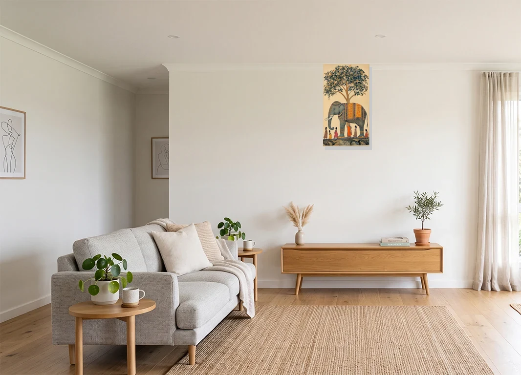 Office mockup with artwork