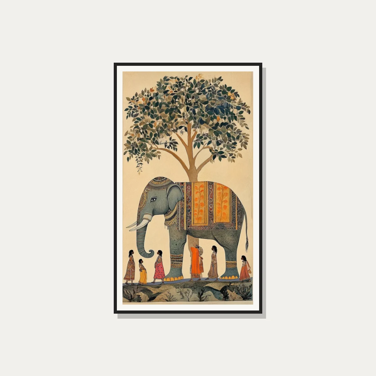 Traditional Indian Elephant Procession Canvas wall art print — photo frame preview | PrintPosters.in