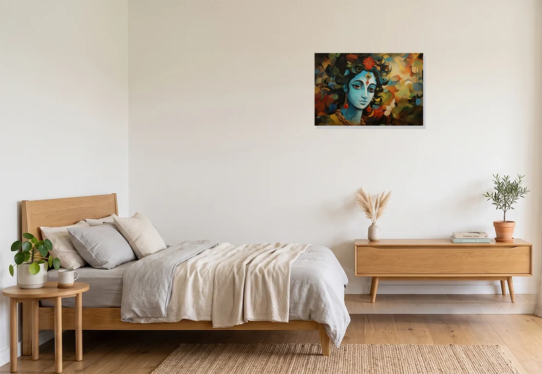 Bedroom mockup with artwork
