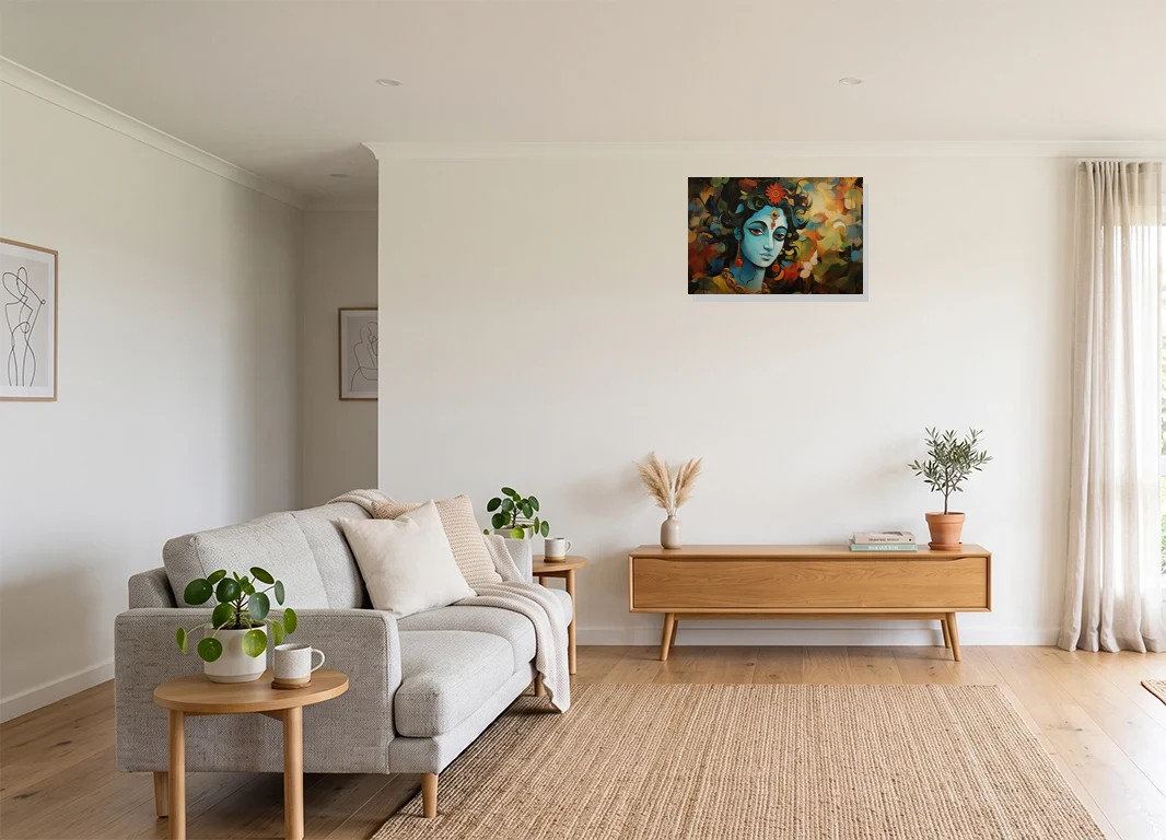 Office mockup with artwork