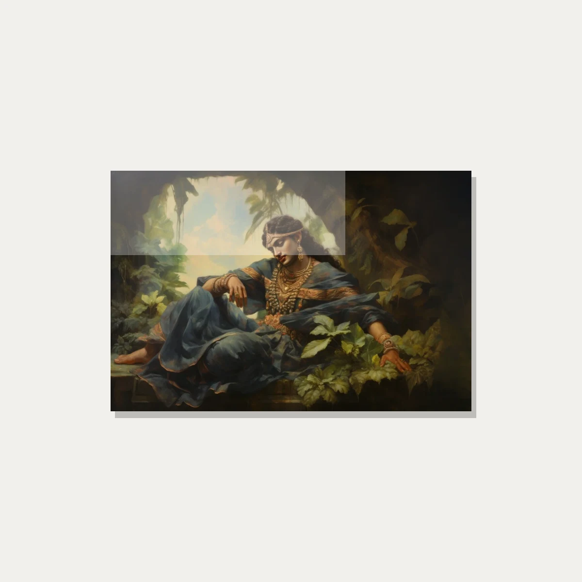 Serene Krishna in Forest Meditation Canvas wall art print — acrylic preview | PrintPosters.in