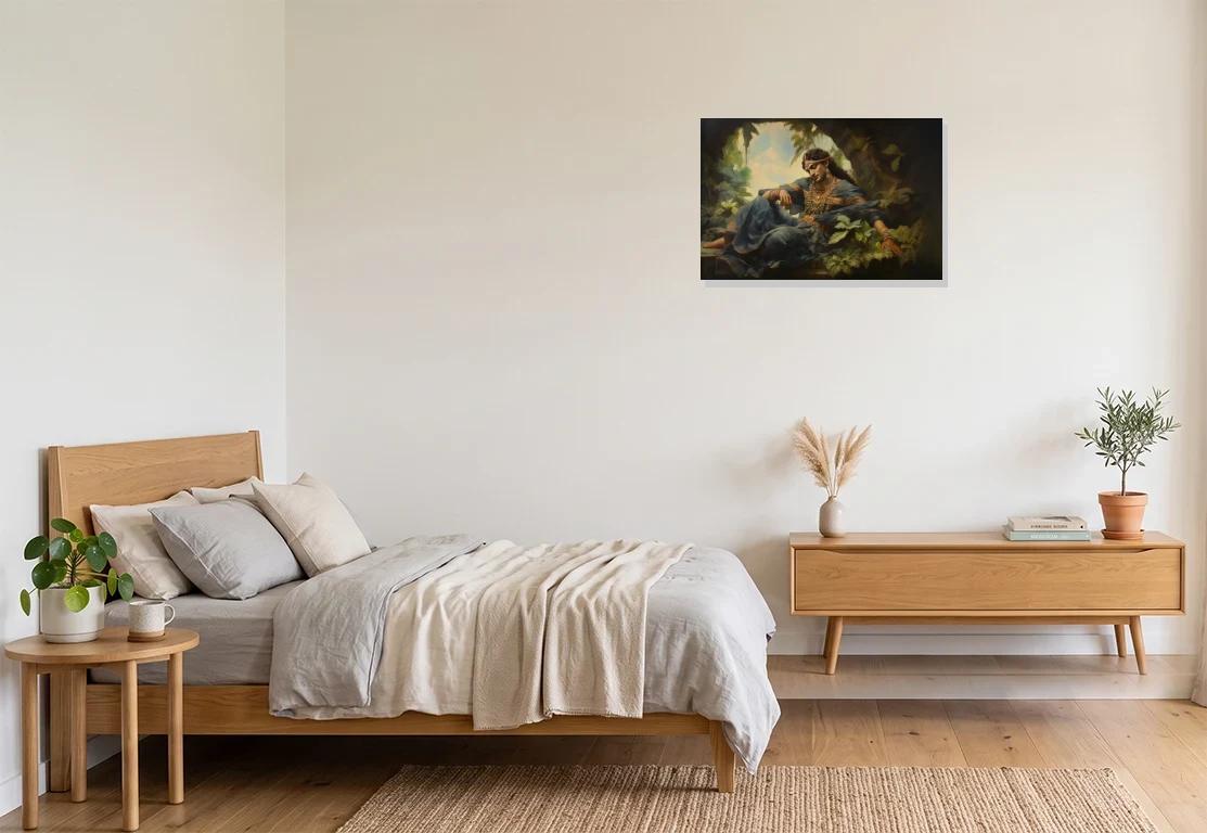 Bedroom mockup with artwork