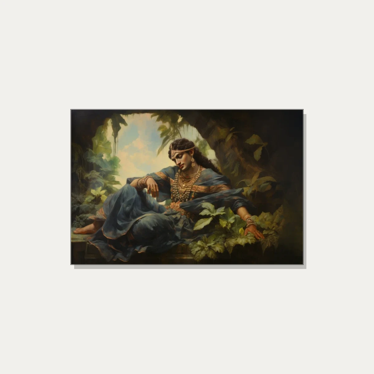 Serene Krishna in Forest Meditation Canvas wall art print | PrintPosters.in