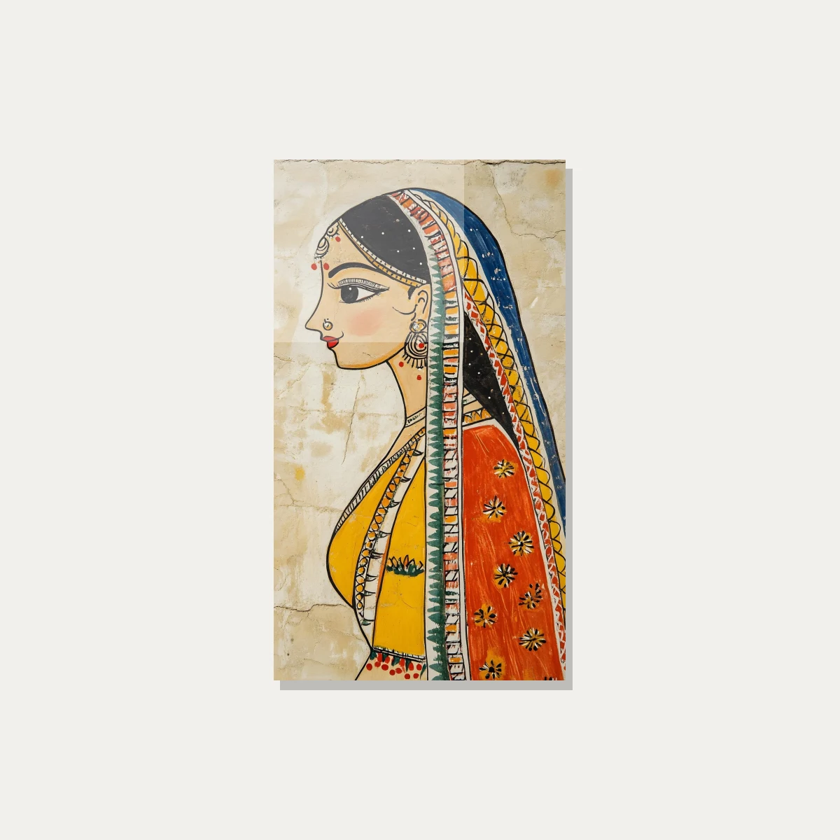 Tribal Indian Woman Profile Painting Canvas wall art print — acrylic preview | PrintPosters.in