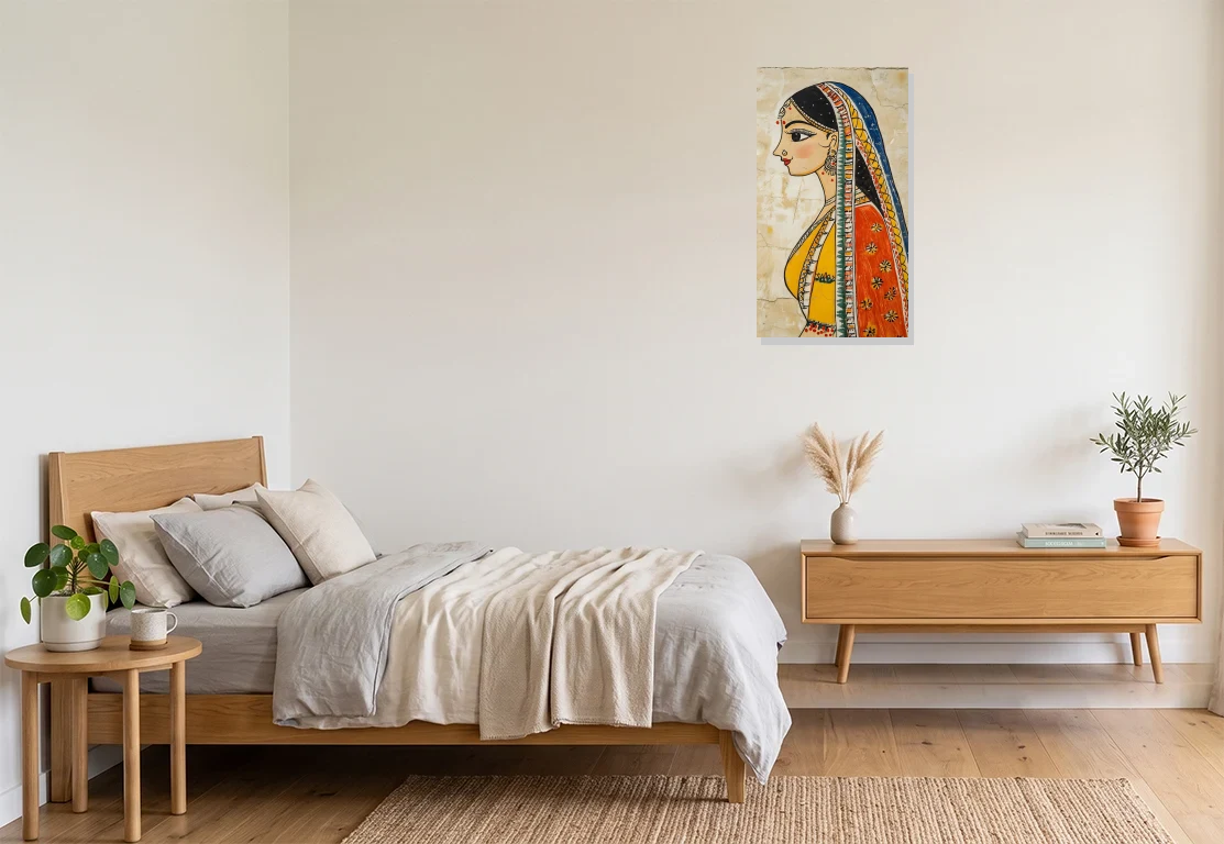 Bedroom mockup with artwork