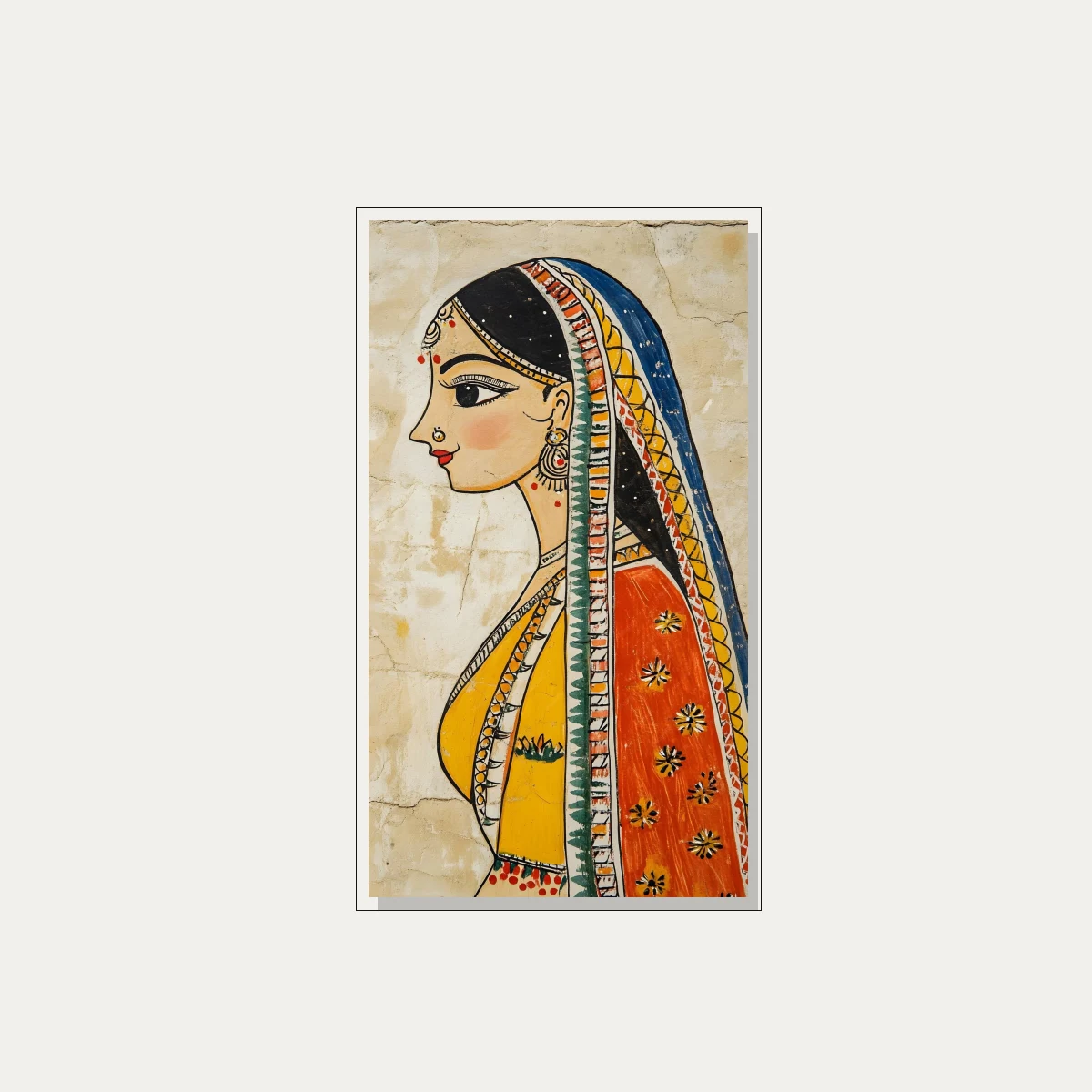 Tribal Indian Woman Profile Painting Canvas wall art print — floater frame preview | PrintPosters.in