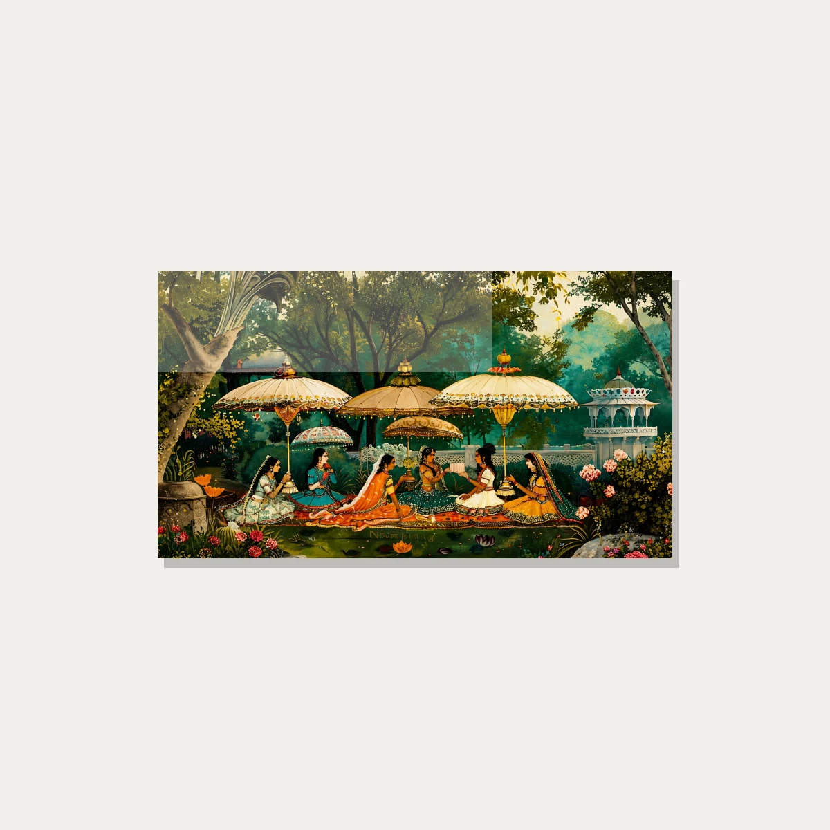 Royal Women Under Parasols Garden Canvas wall art print — acrylic preview | PrintPosters.in